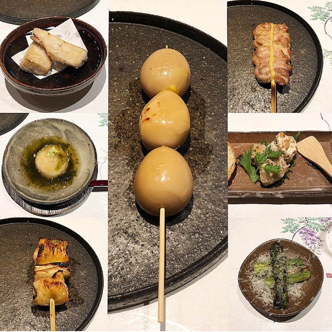 榊山敬代のインスタグラム：「🥚🥚🥚… ・ 平成最後の晩餐は やきとりさんの巻  こちらのお店も なかなか予約が とれないところ  またもや  キャンセル待ちにしてみましたら 予約とれまして奇跡なタイミング ・ ⏰🙏… ・ ・  ということで。記録。  焼き加減はキラりみずみずしく 焼き上がるタイミングもよくて テンポ良きコースに満足でした  やきとりという 小さな世界にも  こだわりをぎゅっと込められるひとコマは 美術にも似ていて魔法を食べてるかんじ🧙‍♀️" ・ ・ 今回のお店は  オープン当時に一度お邪魔しましたが 現在ではミシュラン一つ星とのことで 次回にたずねる時は二つ星になるかな… ・ ・ ・ 卵好きにはウズラの卵おいしかったな… ぷにトロん…🙄🍡#また食べたい ・ ・ ・ 🌸" 作品展示情報… ・ 『第7回 郷さくら美術館 桜花賞展』 ・ 会場：郷さくら美術館 ・ 「郷さくら美術館　桜花賞」展は、「桜」を描いた現代日本画を多くの方々にご覧頂き、日本画の素晴らしさを再発見してもらうことを目的とした展覧会です。今回もこれからの活躍がますます期待される日本画家31名が、日本美術でおなじみの「桜」という大変難しいモチーフを相手に、それぞれの持ち昧を生かした個性的な素晴らしい桜の絵画に仕上げています。現代日本画家たちの個性を、豊かな桜花の美しさを、どうぞお楽しみください。  東京都目黒区上目黒1-7-13　 TEL：03-3496-1771  東急東横線、東京メトロ日比谷線 中目黒駅より徒歩５分 ◼︎詳しくはホームページをご覧ください  #夕食 #dinner #外食 #Japanesefood #yakitori #Tokyo #food #healthy #egg #ウズラの卵 #そぼろ #焼き鳥 #大好き  #お肉 #meat #chicken #せせり #レバー #love #ぷりぷり #ツヤツヤ #つくね #日本画家 の #外出こんなもん  #平成最後 の #外食日記」