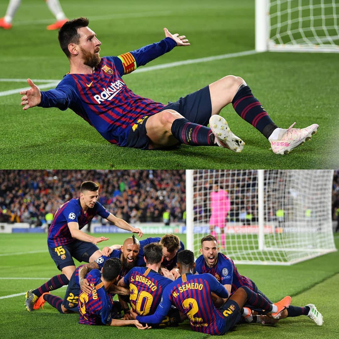 UEFAチャンピオンズリーグさんのインスタグラム写真 - (UEFAチャンピオンズリーグInstagram)「⚽ 3-0. Messi: mobbed. 🤗🤗🤗 🎉」5月2日 6時15分 - championsleague