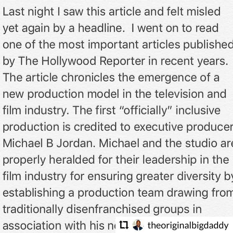 タイラー・ペリーさんのインスタグラム写真 - (タイラー・ペリーInstagram)「#Repost @theoriginalbigdaddy WELL SAID LEE DANIELS!! I’d like to add the Wayans brothers and Robert Townsend to this list, as well as many many others. - - - - - - Last night I saw this article and felt misled yet again by a headline.  I went on to read one of the most important articles published by #TheHollywoodReporter in recent years. The article chronicles the emergence of a new production model in the television and film industry. The first “officially” inclusive production is credited to executive producer Michael B Jordan. Michael and the studio are  properly heralded for their leadership in the film industry for ensuring greater diversity by establishing a production team drawing from traditionally disenfranchised groups in association with his new project 'Just Mercy.' Michael's efforts and rider are to be applauded and supported by all in Hollywood who hope to see a broader cross-section of America in the film industry. However, where the article falls short is in its misrepresentation of the historical record of Hollywood. Perhaps the author was unaware of previous undertakings to break down barriers in the industry. Is it believable that this is the "first" successful effort to diversify Hollywood production projects? There is no mention in the 372-word article of John Singleton who brought Hollywood to south-central Los Angeles and diversified his film projects with actors and a film crew never seen before. Where is a mention of Melvin Van Peebles, Julie Dash, Sidney Portier, the Hudlin brothers, Tim Reed, Vondi Cutis Hall, Kasi Lemmons, Carl Franklin, Spike Lee, the Hughes brothers or Charles Dutton who refused to step on the set until he saw greater African-American representation alongside him. What about Tyler Perry and the type of diversity and inclusion he brings to the set?  I'm sure Michael would agree that the “unofficial” contributions to diversity of these artists and countless others, and the fight to have a seat at the table for underrepresented groups deserves to be honored and acknowledged. In celebrating current undertakings to diversify Hollywood we must not turn our backs on the sacrifices of the groundbreaking African-American...」5月2日 6時45分 - tylerperry