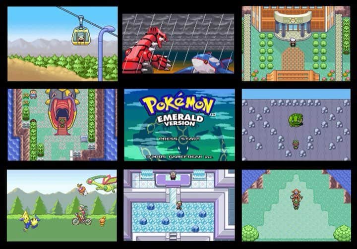 のインスタグラム：「Pokémon Emerald was released in North America 14 years ago today!  On May 1, 2005, Trainers began another adventure in Hoenn, fighting against Team Aqua’s and Team Magma’s plans to awaken Kyogre and Groudon. 💧🔥 Tell us, Trainers—did you spend more time in the Battle Frontier or in the Contest Hall? 🏅」