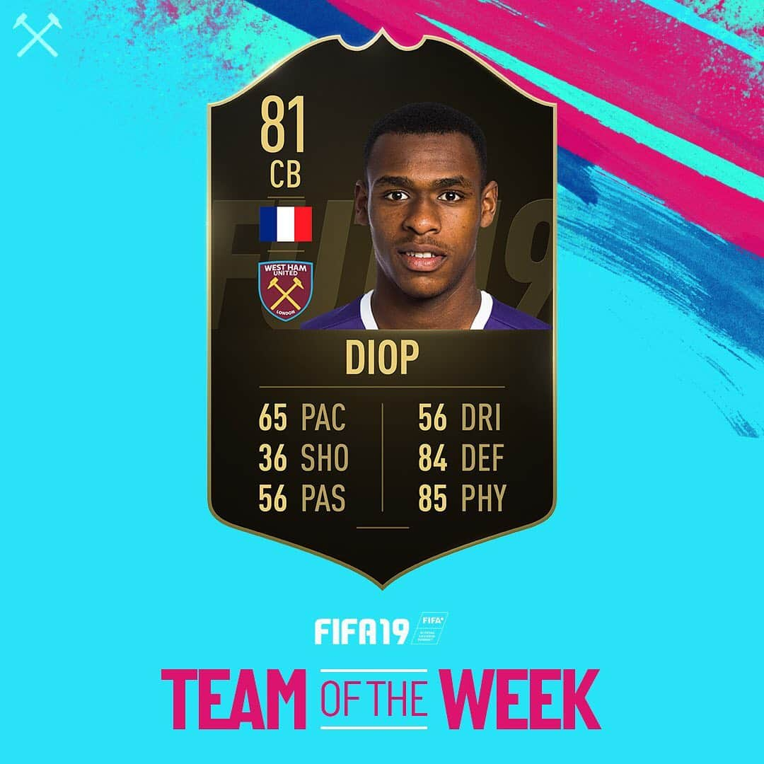 ウェストハム・ユナイテッドFCさんのインスタグラム写真 - (ウェストハム・ユナイテッドFCInstagram)「Issa Diop has made the @easportsfifa Team of the Week! 👊 #fifa #totw」5月1日 23時03分 - westham