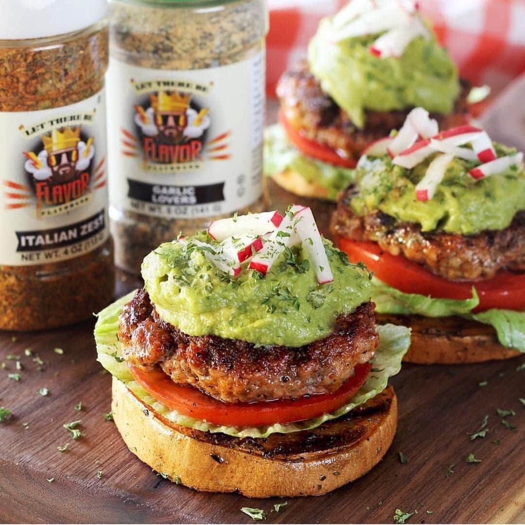 Flavorgod Seasoningsさんのインスタグラム写真 - (Flavorgod SeasoningsInstagram)「BEEF & CHORIZO SLIDERS ON GRILLED SWEET POTATO BUNS 🍔🍔⁣ -⁣ Simple, savory and spicy sliders with fixings of your choice on top of a grilled sweet potato round. Features FLAVORGOD ITALIAN ZEST and GARLIC LOVERS Seasonings.⁣ -⁣ *From @paleo_newbie_recipes:⁣ -⁣ INGREDIENTS⁣ -⁣ Equal portions of ground beef and ground chorizo, 1-2 lbs total, or as needed ⁣ Fixings (sliced tomatoes, lettuce leaves, chopped radishes, etc.)⁣ 1-2 avocados, or pre-packaged guacamole⁣ 1 large sweet potato, sliced into 1/2-inch thick rounds⁣ FLAVORGOD ITALIAN ZEST and GARLIC LOVERS Seasonings⁣ Salt and pepper to taste⁣ -⁣ INSTRUCTIONS:⁣ -⁣ Preheat grill to medium-high heat.⁣ —⁣ Gently combine ground beef and ground chorizo in a mixing bowl by hand. Season as desired with your favorite FLAVORGOD Seasoning (we used GARLIC LOVERS) plus salt and pepper as desired. Form patties and set aside for a few minutes.⁣ —⁣ Slice sweet potatoes into 1/2-inch thick rounds for the sliders’ bottom “buns.” To grill potato rounds faster, microwave slices a few minutes to soften slightly before grilling. Oil slices and season generously with FLAVORGOD ITALIAN ZEST, and set aside.⁣ —⁣ If making your own guacamole, scoop out flesh from avocados and mash together with a few healthy dashes of FLAVORGOD GARLIC LOVERS Seasoning. Refrigerate until ready to serve.⁣ —⁣ Oil the seasoned beef/chorizo patties and grill, turning once. Remove when internal temperature is between 160ºF - 165ºF. At the same time, grill the sweet potato slices until cooked through and tender.⁣ —⁣ Stack sliders with fixings as desired, top with guacamole, garnish with dried parsley, and enjoy!」5月2日 0時00分 - flavorgod