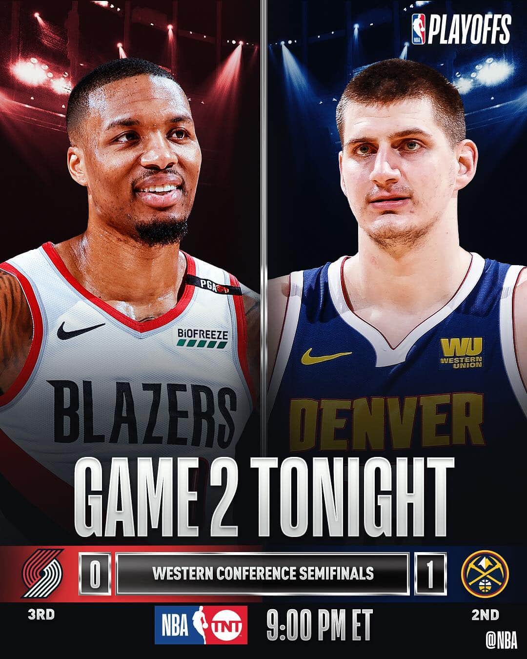 NBAさんのインスタグラム写真 - (NBAInstagram)「Will the @nuggets take 2-0 series lead, or will the @trailblazers even it up 1-1?」5月2日 1時29分 - nba