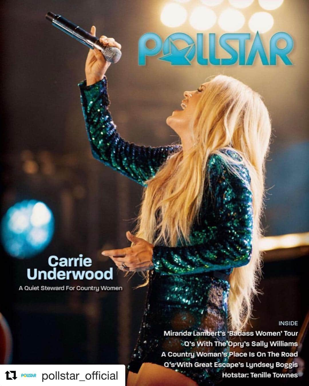 キャリー・アンダーウッドさんのインスタグラム写真 - (キャリー・アンダーウッドInstagram)「#Repost @pollstar_official ・・・ @carrieunderwood is on the cover of Pollstar’s April 29, 2019 issue! #carrieunderwood #cryprettytour360」5月2日 4時47分 - carrieunderwood