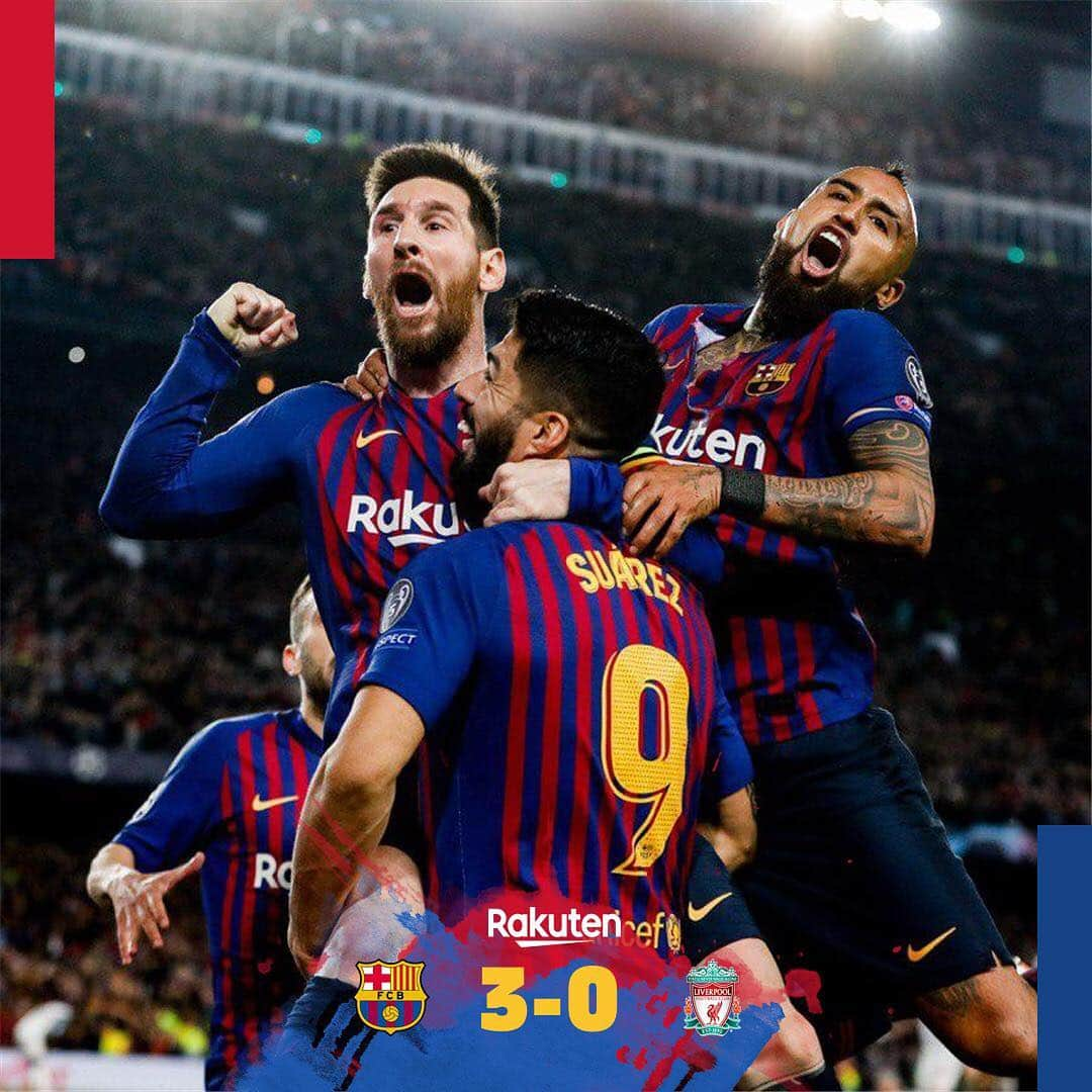 FCバルセロナさんのインスタグラム写真 - (FCバルセロナInstagram)「👊 YESSSSSSSSS! SIIIIIIIIIIIIIIIIIII!!! 🔵🔴 #BarçaLFC (3-0) ⚽️ @luissuarez9, @leomessi (x2) 🎨 #WeColorFootball」5月2日 5時58分 - fcbarcelona