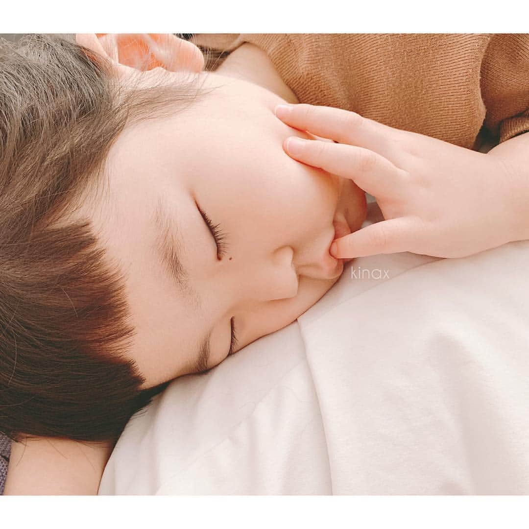 kinaxのインスタグラム：「. good afternoon(๑′ᴗ‵๑)☀in Japan, and good morning, good evening, good night for world friends! . 今日はスッキリしないお天気だねぇ☁️ 夜また雨が降るかな？ . . 昨日からお友達が泊りに来てくれていて 興奮しすぎて眠れなくて 朝も早起きだったから 珍しく午前中に寝てしまった むちこさんʕ •́؈•̀ ₎ . お肌がすべすべで羨ましいねぇーʕ •́؈•̀ ₎♡ . . 午前中、こども達だけでオヤツを買いにお散歩に出かけたら むちこさんが派手に転んで泣いてしまったので みんなで出し合って、絆創膏を買ってきてくれたよʕ •́؈•̀ ₎涙 . そのせいで目的のオヤツは買えなかったけど みんなで分けられるお菓子をひとつ買って 仲良く帰ってきたよ🍪 . 優しさが嬉しいねぇʕ •́؈•̀ ₎涙 . . お家に帰ってくれば絆創膏はあるから よかったのだけど みんなで問題解決するために考えて 協力したのが素晴らしいよね✨ . むちこさんは足手まといになる事も多いけど みんなちゃんと受け入れてくれてありがたいねぇ。 おんぶして帰ってきてくれた ちびっこ姉さんも、頼もしいねぇ(๑′ᴗ‵๑)♡ . . なんだかんだで、GWもあと少しかぁー。 みんなもどうか楽しい1日を♡ . #親バカ部 #ちびっこ姉さんが優しくて嬉しい #もちもち #噛みつきたいほっぺ #たまに噛み付いて怒られる 2019/05/02」