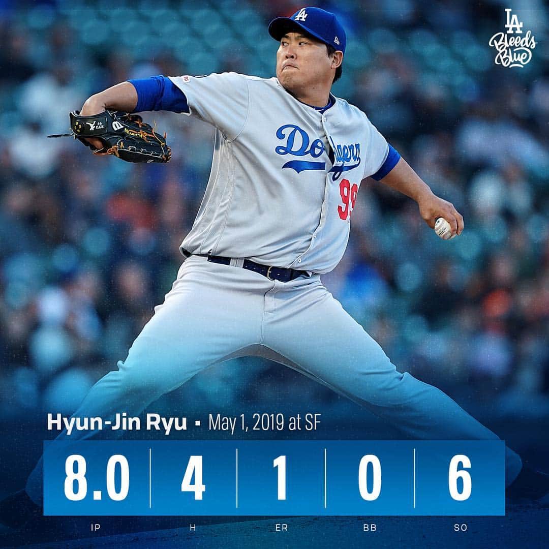 Los Angeles Dodgersさんのインスタグラム写真 - (Los Angeles DodgersInstagram)「Outstanding night for @hyunjinryu325!」5月2日 13時38分 - dodgers