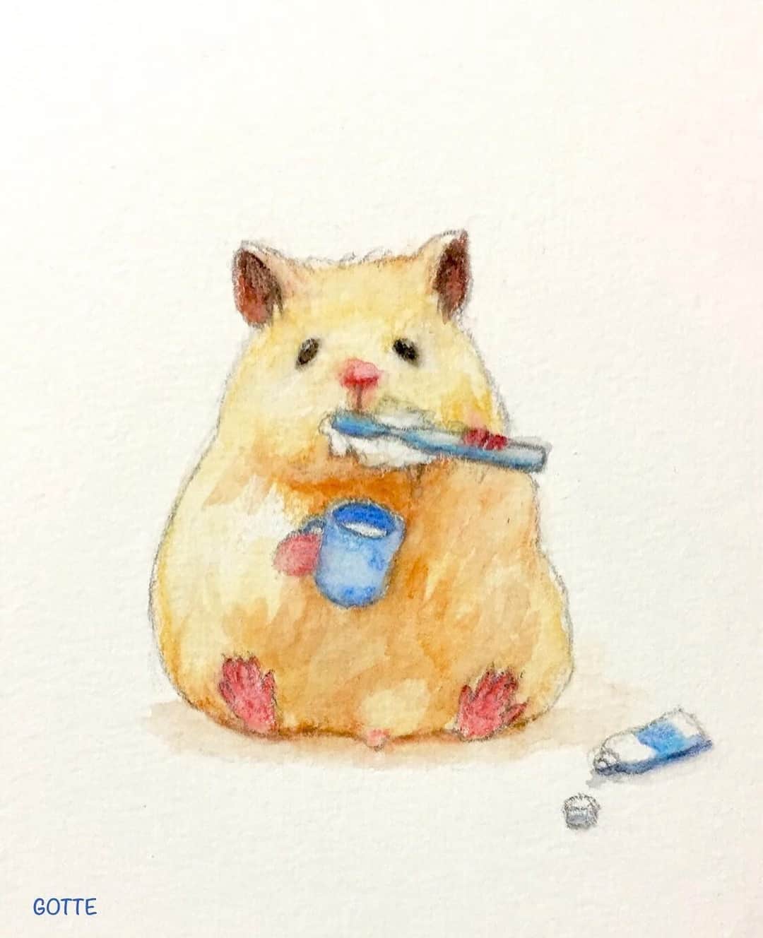 9GAGさんのインスタグラム写真 - (9GAGInstagram)「Life of hamsters 🐹 | Follow @doodles - By @gottehamham - #doodles #9gag #hamsters #painting #art #cute」5月2日 13時50分 - 9gag