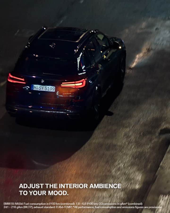 BMWのインスタグラム：「Gets your back in any circumstances.  The BMW Intelligent Personal Assistant. #BMW #X5 __ BMW X5  M50d: Fuel consumption in l/100 km (combined): 7.2 - 6.8. CO2 emissions in g/km (combined): 190 - 179, exhaust standard EU6d-TEMP. The values of fuel consumptions, CO2 emissions and energy consumptions shown were determined according to the European Regulation (EC) 715/2007 in the version applicable at the time of type approval. The figures refer to a vehicle with basic configuration in Germany and the range shown considers optional equipment and the different size of wheels and tires available on the selected model. The values of the vehicles are already based on the new WLTP regulation and are translated back into NEDC-equivalent values in order to ensure the comparison between the vehicles. [With respect to these vehicles, for vehicle related taxes or other duties based (at least inter alia) on CO2-emissions the CO2 values may differ to the values stated here.] The CO2 efficiency specifications are determined according to Directive 1999/94/EC and the European Regulation in its current version applicable. The values shown are based on the fuel consumption, CO2 values and energy consumptions according to the NEDC cycle for the classification. For further information about the official fuel consumption and the specific CO2 emission of new passenger cars can be taken out of the „handbook of fuel consumption, the CO2 emission and power consumption of new passenger cars“, which is available at all selling points and at https://www.dat.de/angebote/verlagsprodukte/leitfaden-kraftstoffverbrauch.html.」