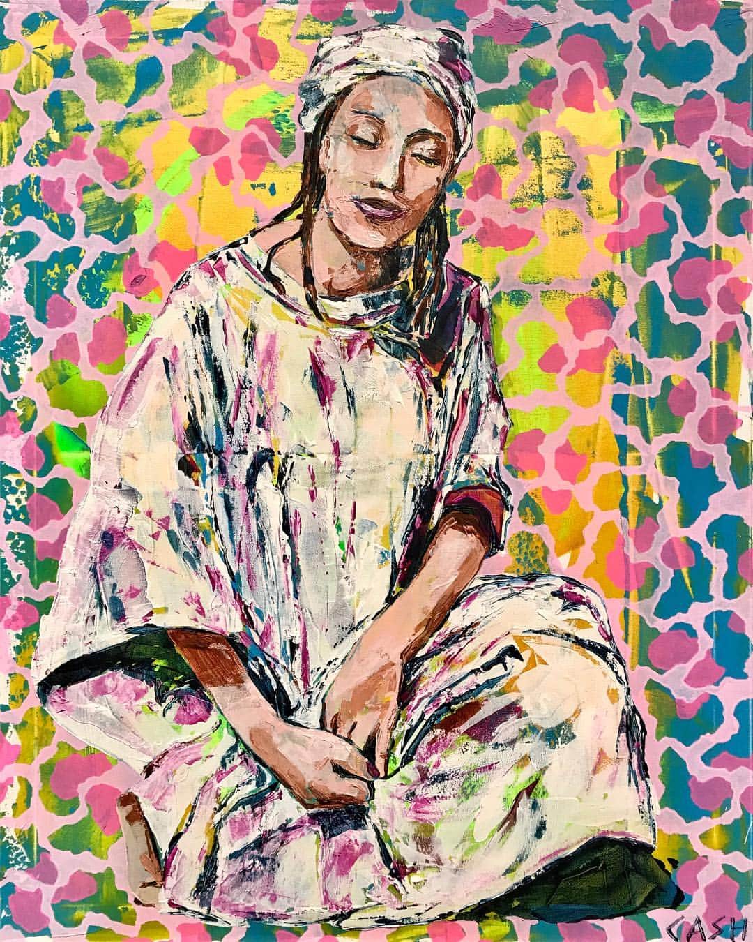 CASH（Carl Anders Sven Hultin）のインスタグラム：「Mother mother 🌍🎨 (80cm x 100cm) #art #painting #artbycash #africa #woman #portrait」