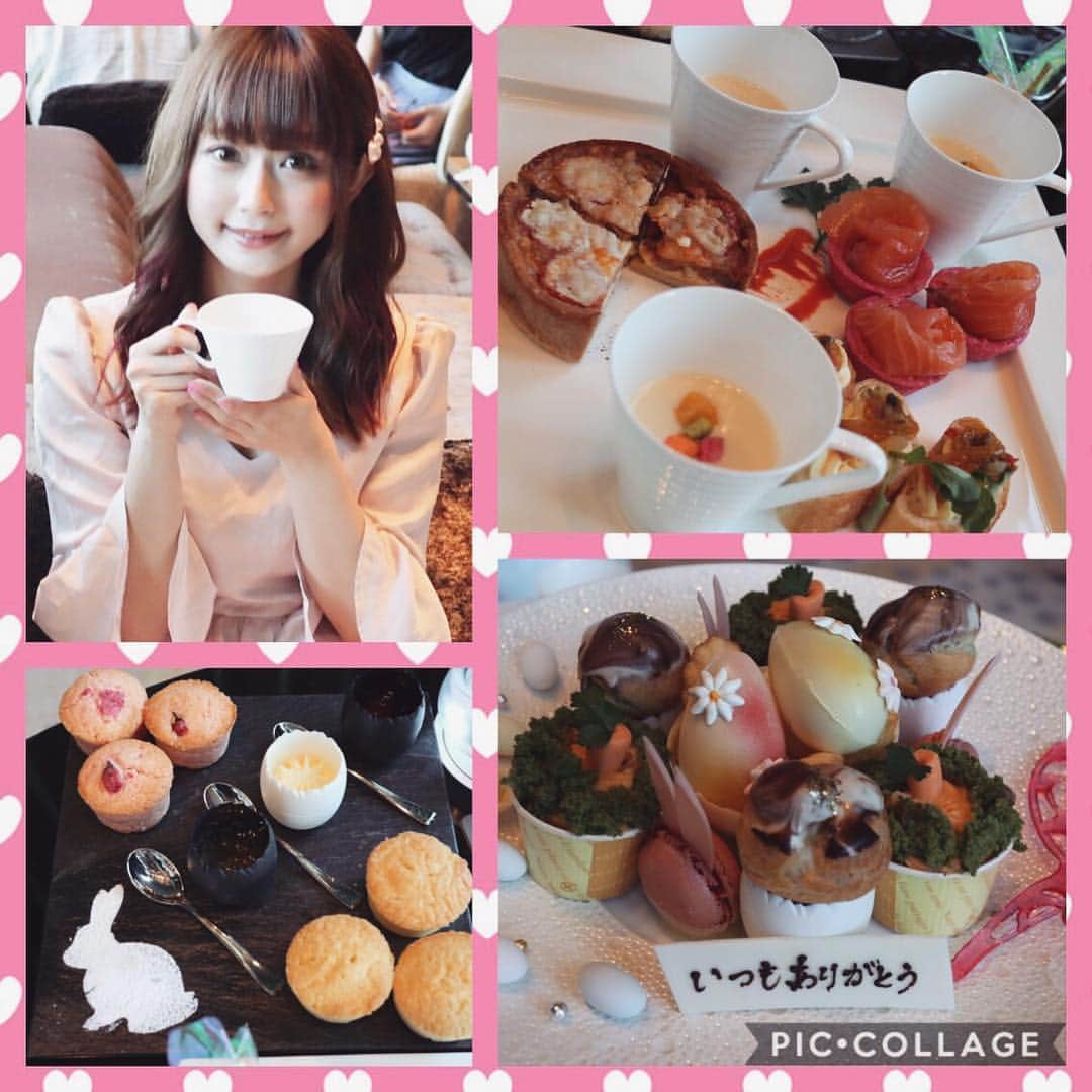 日野礼香さんのインスタグラム写真 - (日野礼香Instagram)「お友達とアフタヌーンティー行ってきた＼(^o^)／ イースター仕様でめちゃ可愛かったー(*´ω`*) 紅茶飲みすぎてお腹ちゃぽちゃぽw 母の日プランがお得だったからいつもありがとうプレートついたw #afternoontea #princegallery #skygalleryloungelevita #easter #teatime #girlsparty #アフタヌーンティー #イースター #女子会」5月2日 18時59分 - reicheru219