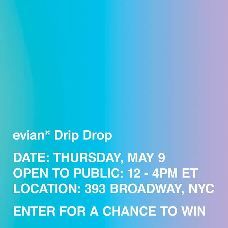 evianさんのインスタグラム写真 - (evianInstagram)「We want YOU to join us at the evian® Drip Drop event in the U.S. to launch @VirgilAbloh’s limited-edition designer bottle in NYC! All attendees will have the chance to win exclusive prizes such as a limited-edition 750ml evian® glass bottle SIGNED by Virgil, part of the “One Drop can make a Rainbow” collection.  We’re offering VIP access to 5 people + a friend. Be one of the lucky ones celebrating the U.S. launch of our “One Drop can make a Rainbow” collection by Virgil Abloh with early access before the event opens to the general public – VIP style; NO PURCHASE NECESSARY, for a chance to win just tell us why you should win in the comments below and tag a friend coming with you!  Winners will be selected randomly and will be contacted via Instagram direct message on May 6. (Open to U.S. residents only, 18 years old or more at the time of the event, Trip not included.) Good luck! #evian #VirgilAbloh #evianxVirgilAbloh #evianDripDrop」5月2日 21時12分 - evianwater