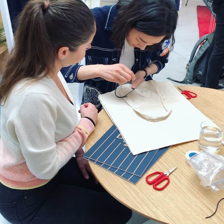 リウ・ウェンのインスタグラム：「Hard at work this morning at @chanelofficial’s Atelier @barrieofficial! Thank you to all the staff there for this lesson 😘👏」
