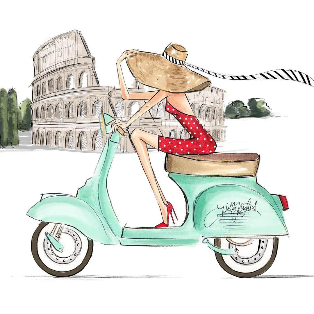 Holly Nicholsさんのインスタグラム写真 - (Holly NicholsInstagram)「Adventure awaits 🛵 Color Codes in story ❤️ #rome #fashionillustration #fashionsketch #copicmarkers #hnicholsillustration」4月9日 9時47分 - hnicholsillustration