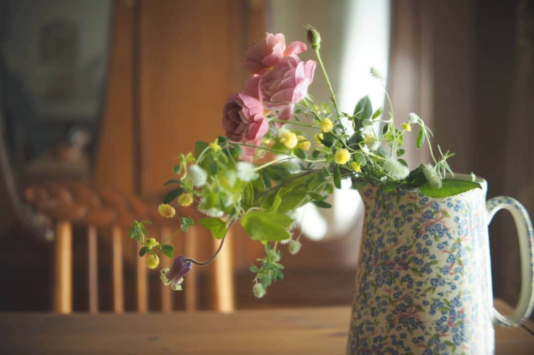 花澄さんのインスタグラム写真 - (花澄Instagram)「きのうは3週間ぶりに花屋へ。 薄紫のクレマチスがいい香り。 今回はふんわり垂れ下がる花を集めてみた。 名前を聞いたら 小さな猫じゃらしみたいなふわふわのが花うさぎ 黄色いポンポンみたいなのが夢ほたる くすんだピンクのコロンとしたバラが葵風雅 クレマチスはミセスなんとかと言うらしい。 どんだけファンタジーなの！(笑) バタバタ続きでしたが 今日から｢人間万歳｣の稽古です。 約1ヶ月か。よいものにしなくては。  #tokyo#japan#olympus#olympuspen#olympuspenepl8#switar#macroswitar#macroswitar26mm#oldlens#cinelens#オールドレンズ#シネレンズ#oldlens_tokyo#florist#jardinnostalgique#kagurazaka#神楽坂#花屋#ジャルダンノスタルジック#flowers#花#花うさぎ#夢ほたる#葵風雅#クレマチス」4月9日 9時11分 - textisan