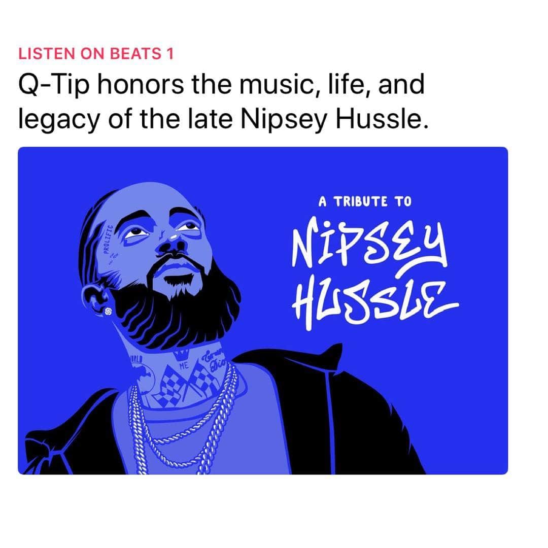 エブロ・ダーデンさんのインスタグラム写真 - (エブロ・ダーデンInstagram)「The legend @qtiptheabstract pays homage to #NipseyHussle ... on @applemusic just search “Beats 1 Nipsey Hussle”」4月9日 3時07分 - oldmanebro