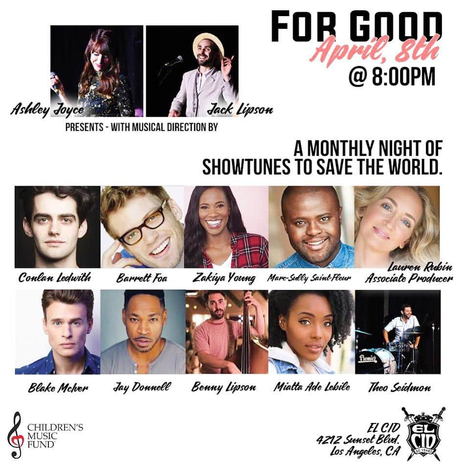 バーレット・フォアさんのインスタグラム写真 - (バーレット・フォアInstagram)「Singing tonight! For Good cabaret gives to a different local charity each month! This month all proceeds go to Children’s Music Fund providing music therapy to kids! #ourtime」4月9日 8時06分 - barrettfoa