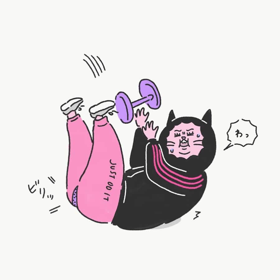 澤村 花菜さんのインスタグラム写真 - (澤村 花菜Instagram)「過酷なスクワット🏋🏻‍♀️ #gymcat💪 #squats #gym #cat #comics #illustration #illustrator #tokyo」4月9日 11時44分 - hamchim