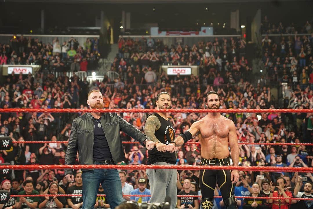 WWEさんのインスタグラム写真 - (WWEInstagram)「After #Raw went off the air, @wwerollins & @romanreigns gave #DeanAmbrose a proper send off in the same building where they had their first match together in 2012! #TheShield」4月9日 12時28分 - wwe