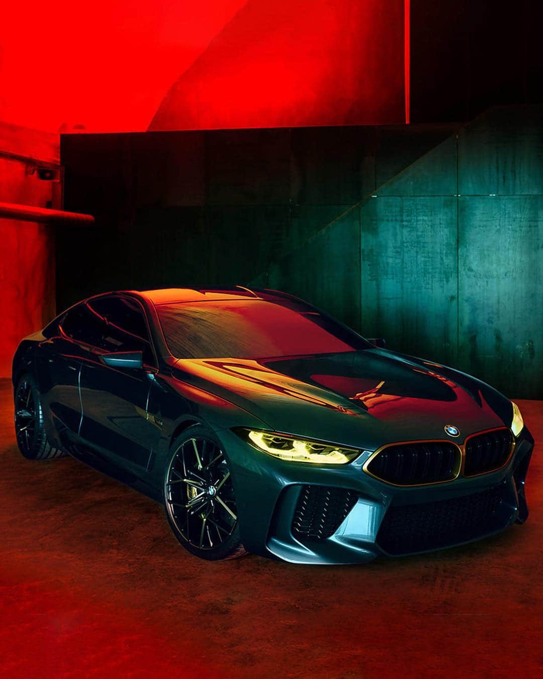 BMWのインスタグラム：「A thrilling contrast.  The BMW Concept M8 Gran Coupé as shot and edited by photographer Konrad Schmidt. #BMW #M8 #BMWM @BMWM」