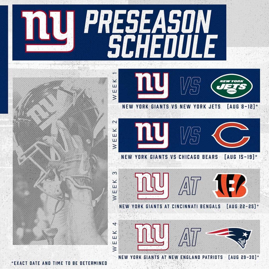 New York Giantsさんのインスタグラム写真 - (New York GiantsInstagram)「Big Blue’s preseason opponents are set. 🗓」4月10日 3時03分 - nygiants