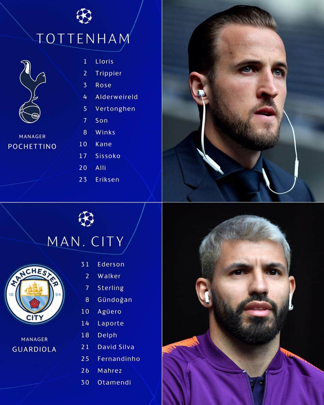 UEFAチャンピオンズリーグさんのインスタグラム写真 - (UEFAチャンピオンズリーグInstagram)「Kane or Aguero? ⚽️🤔 #UCL」4月10日 3時18分 - championsleague