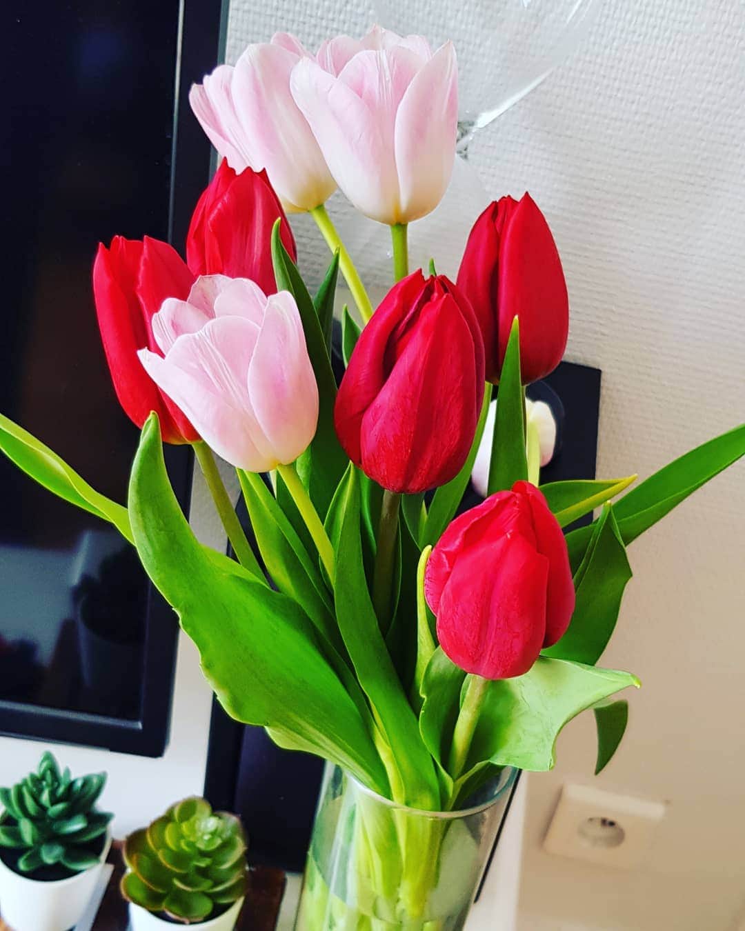 平井絵巳のインスタグラム：「チューリップ🌷 お家にお花があると華やか！ 心も華やかになるね💕 #Spring# #Tulip# #makes happy# #Heart is also bright#」