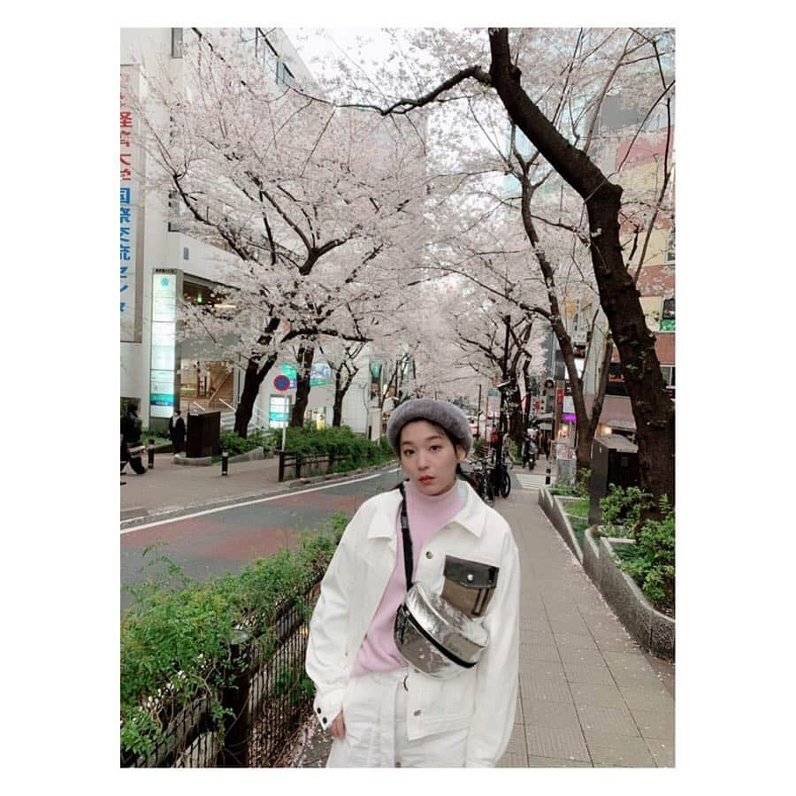 高槻かなこさんのインスタグラム写真 - (高槻かなこInstagram)「. #着回しきんちゃん 🌸 . 今年は花見目的で出かけられてない😥🌸 桜に合いそうな服を着ていたので仕方なく事務所の近くで写真撮りました🤳🌸 . 帽子 #beams ジャケット #gyf_tokyo  ニット #atmospink #atmos バッグ #lowrysfarm  パンツ #beautyandyouth  シューズ #puma #atmos #atmospink . . #fashion #code #ootd #私服 #私服コーデ  #着回しコーデ #プチプラコーデ #声優 #高槻かなこ」4月9日 21時13分 - kanako.tktk