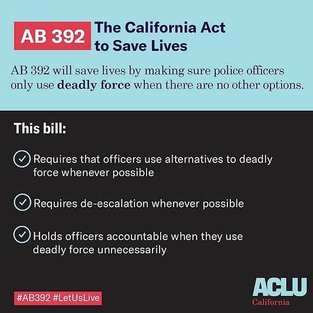 Kelly McCrearyさんのインスタグラム写真 - (Kelly McCrearyInstagram)「[SWIPE] In honor of Willie McCoy, Stephon Clarke and the families of those who have lost their loved ones to police violence. California Legislators have the opportunity to save lives by passing #AB392, raising the standard for when police can use deadly force. Instead of shooting first, the bill requires officers to use alternatives before they take a human life. While this seems like a common-sense, it isn’t the current practice in California. Right now, police can use deadly force and kill someone even when they have other options. Too many families have been shattered by police violence in California.  Let’s prevent more tragedies. Let’s do all we can to pass #AB392. To learn more visit ​ACLUSoCal.org/ActToSaveLives​  #BLDPWR」4月9日 23時42分 - seekellymccreary