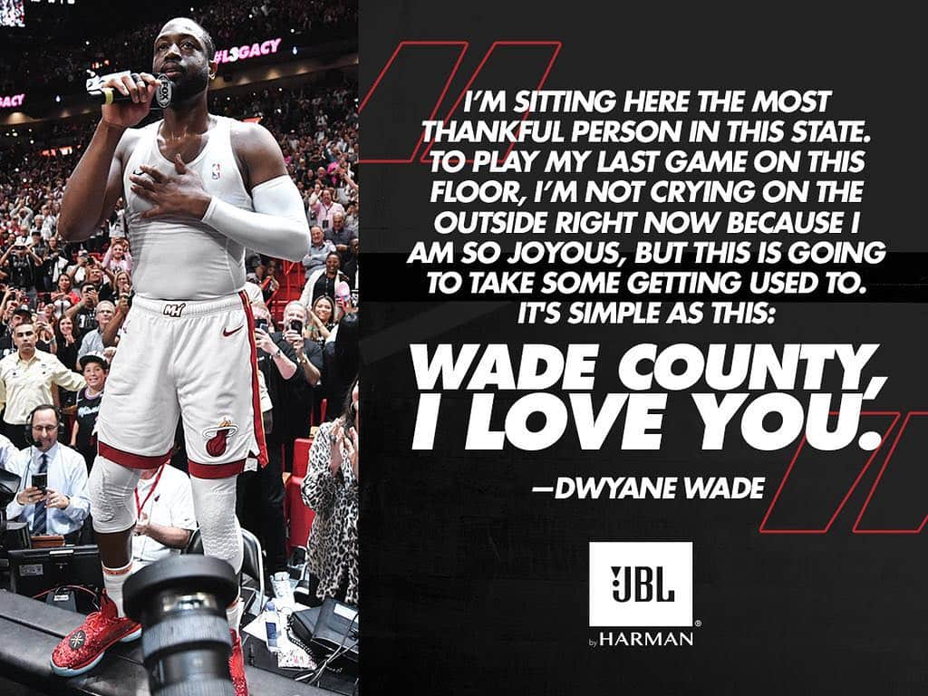 Miami HEATさんのインスタグラム写真 - (Miami HEATInstagram)「From the heart.  We love you too, @DwyaneWade! ❤️⚡️」4月10日 12時27分 - miamiheat