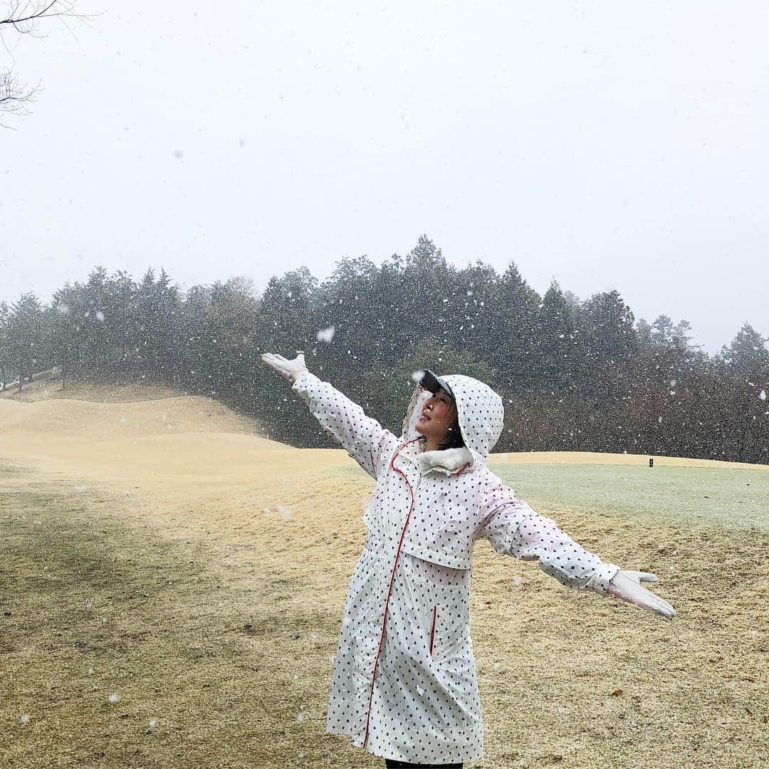 宮崎宣子さんのインスタグラム写真 - (宮崎宣子Instagram)「極寒雪ゴルフコンペ⛳️☃️❄️ 朝は大雨、土砂降りからの、みぞれから勘弁な雪へ❄️☃️❄️ 手の感覚もなく、打っても感覚なく、グリップの感覚もなく、靴の裏に雪が付いて身長が高くなるほど、、、 こんな日にゴルフをやってしまい、途中から色んな麻痺からおかしくなってきて、大笑いしながら雪ゴルフを楽しんできました☃️ 寒すぎて究極の究極を体験してしまったからだと思いますが、なんだか皆で一体感が生まれて、いい記念になりました⛳️🌸☃️❄️ #雪ゴルフ #1度 #極寒ゴルフ #レインウエア #archivio #寒すぎて鼻真っ赤 #寒すぎて笑える #桜に雪積もる #4月に雪 #感覚ナシ #優美ちゃん初参加 #もしや雪女 ？#笑 @yuumi817 #可愛くて仕方ない #ゴルフ女子 #ゴルフコーデ #レインコート #アルチビオ #ハーフで終了 #ボールに雪 #土星みたい」4月10日 22時31分 - miyazaki_nobuko