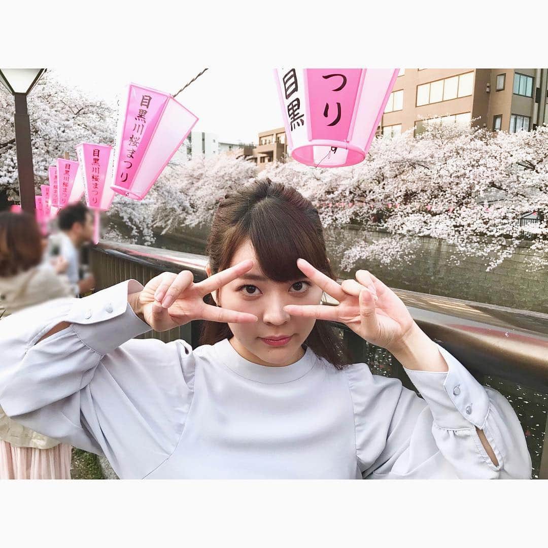 谷元星奈さんのインスタグラム写真 - (谷元星奈Instagram)「* 先日、仕事が終わってから 目黒川へ。 写真を撮る時、急に恥ずかしくなって変なポーズ✌︎('ω')✌︎笑  今年は、生中継で京都と大阪の桜、休日には、地元 愛知の桜も見ることができました🌸 * #ようやく分かった #これが #インスタ映え ？ #いや #インスタ萎え #✌︎('ω')✌︎ #目黒川#二条城#造幣局#桜の通り抜け」4月10日 18時15分 - tanimoto_seina