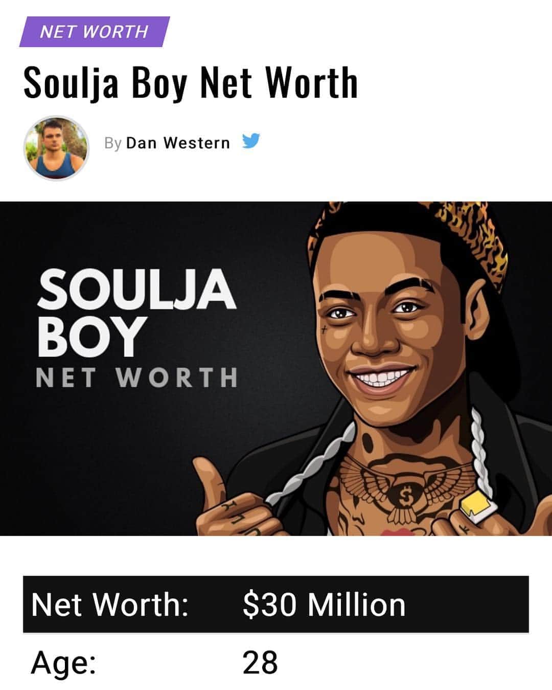 ソウルジャ・ボーイ・テレムのインスタグラム：「Proud to announce a 50millon dollar offer for 10% of my company SouljaGame. This will increase my accumulations to 80million!!! I’m not sure if I should do this deal my mind is telling me yes but I’m not sure. But I’m thankful nonetheless 2020 I want it all!」