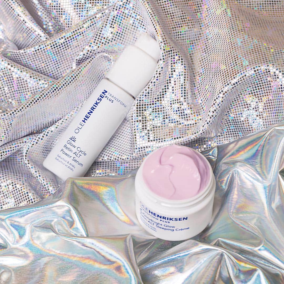 のインスタグラム：「Try both of these powerhouses at a price that makes you wanna 🕺🏽. Pick up the Power Duo set for just $72 (a $113 value!). Now available @Sephora 😍 - Glow Cycle Retin-ALT Power Serum & Goodnight Glow Retin-ALT Sleeping Crème 💜 are both made with bakuchiol (ba-KOO-chee-ahl), a plant-based retinol alternative, and fight all major signs of aging 💜 reduce the look of fine lines & wrinkles 💜 improve the look of dark spots 💜 brighten skin and even skin tone」