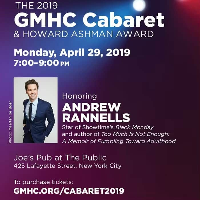 アンドリュー・ラネルズさんのインスタグラム写真 - (アンドリュー・ラネルズInstagram)「I am very honored to be honored at this year’s GMHC Cabaret & Howard Ashman Award! Come celebrate with an intimate evening of music and comedy and help support GMHC and their lifesaving services. It will surely be a night to remember with all sorts of amazing guests. Go to gmhc.org/cabaret for tickets and information. #GMHCCabaret2019 #HowardAshman」4月11日 3時39分 - andrewrannells