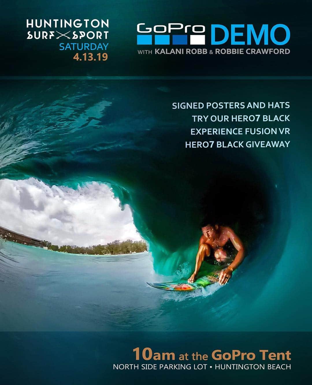 Robbie Crawfordさんのインスタグラム写真 - (Robbie CrawfordInstagram)「CHECK IT!!! @hsssurf THIS SATURDAY - April 13th - Test a HERO7 Black from GoPro! @kalanirobb & @robbiecrawford will be signing posters, hats and sharing shooting techniques. We’re picking two lucky winners to surf with Kalani and capture some GoPro content with Robbie. To enter, post your favorite photo and tag @gopro @hsssurf & use #goprohsssurf. Winners will be announced Saturday 10AM at the GoPro tent. GoPro will be raffling a HERO7 Black VIP Kit and we’ll have a GoPro Fusion VR Experience! See you there!!! Picture credit: @robbiecrawford.」4月11日 4時32分 - robbiecrawford