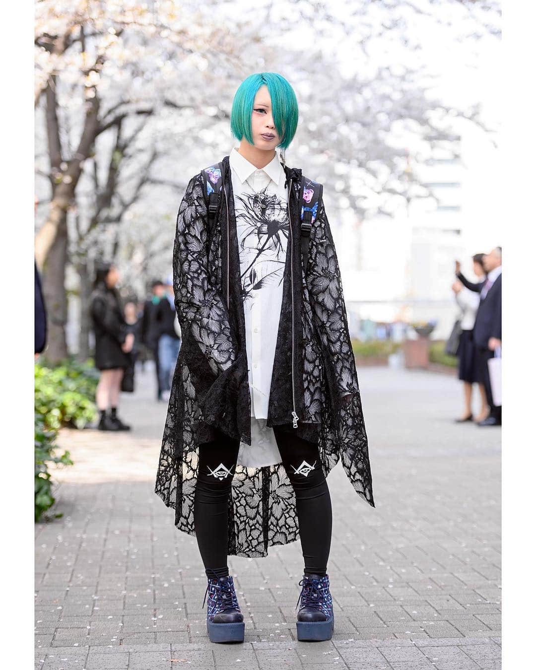 Harajuku Japanさんのインスタグラム写真 - (Harajuku JapanInstagram)「18-year-old Bunka Fashion College student (and X Japan fan) Nanose on the street near the school’s campus in Shinjuku, Tokyo wearing a dark VK inspired look with fashion by the Japanese brand Civarize, a Civarize x TRVS backpack, Yosuke USA platforms, and Deal Design jewelry.」4月11日 5時04分 - tokyofashion