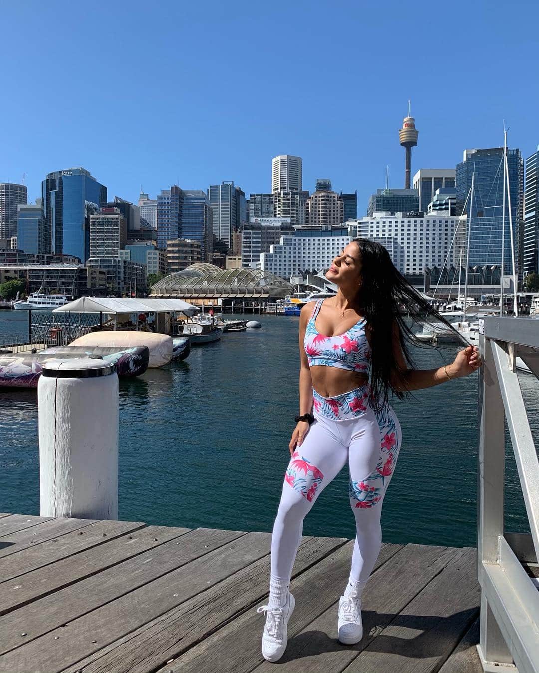 Katya Elise Henryさんのインスタグラム写真 - (Katya Elise HenryInstagram)「🌺 MIAMI VICE COLLECTION is now LIVE! 🌺 Squat, run and dance in this fresh new set featuring limited edition prints! A pop of color, a little bit of sass and the right amount of support will have you ready to conquer your #wbkgirls workout! . THE LEGGING: ✨ 100% squat proof! ✨ Heavy duty, compression fabric ✨ High-waisted cut ✨ Ankle length ✨ Available in S, M and L ✨ Limited Edition . THE SPORTS BRA: ✨ Heavy duty, medium support ✨ Curved panelling to shape your waist ✨ Removable padding for a customizable fit ✨ Straps taper inwards to allude to a smaller waist ✨ Available in S, M and L ✨ Limited Edition . This design has been inspired by my beautiful hometown and brings together the best of Miami 🌴 This style is only around for a short time only - will you make it your goal outfit? Shop now via the link in bio @workouts_by_katya」4月11日 6時34分 - katyaelisehenry