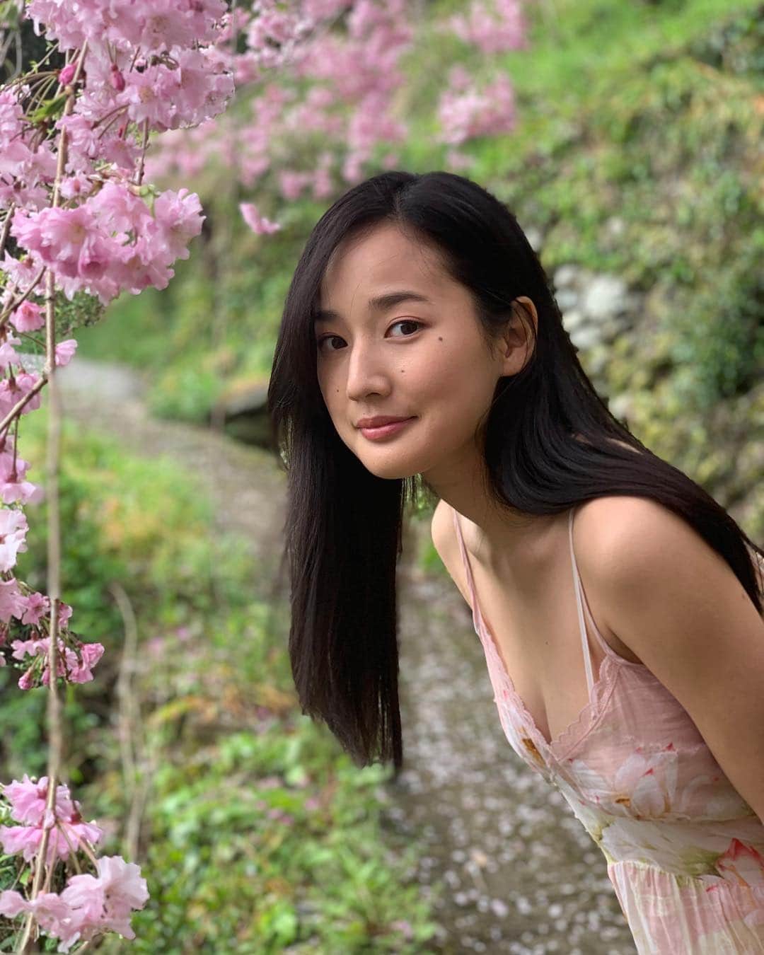 高嶋香帆のインスタグラム：「桜がね、綺麗なんですよ🌸 . #桜 #cherryblossoms #japan #followme #asiangirls #japanesegirl #japantrip #asianbeauty #ビジョビ」