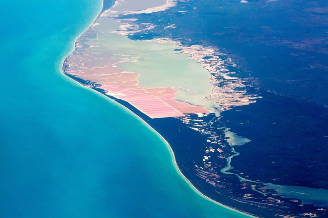 National Geographic Travelさんのインスタグラム写真 - (National Geographic TravelInstagram)「Photo by @sofia_jaramillo5 | Flying over Las Coloradas on the Yucatan Peninsula in Mexico. Tiny marine microorganisms and the sun produce a brilliant pink color in these lagoons. #mexico #aerialphoto #pink」4月11日 10時02分 - natgeotravel