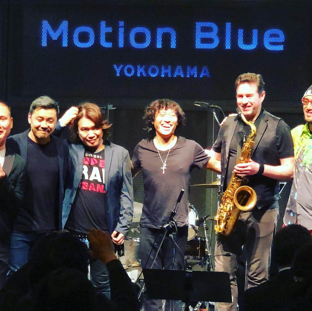 日野賢二のインスタグラム：「JINO JAM @Motion Blue  ジノ・ジャム@モーションブルー 沢山のお客様来てくれてありがとうございます！ Wanna thank da staff of MB,And Da Cats & most of all, all the people who came to see My band JinoJam!!!! Thank Again&bless you!」