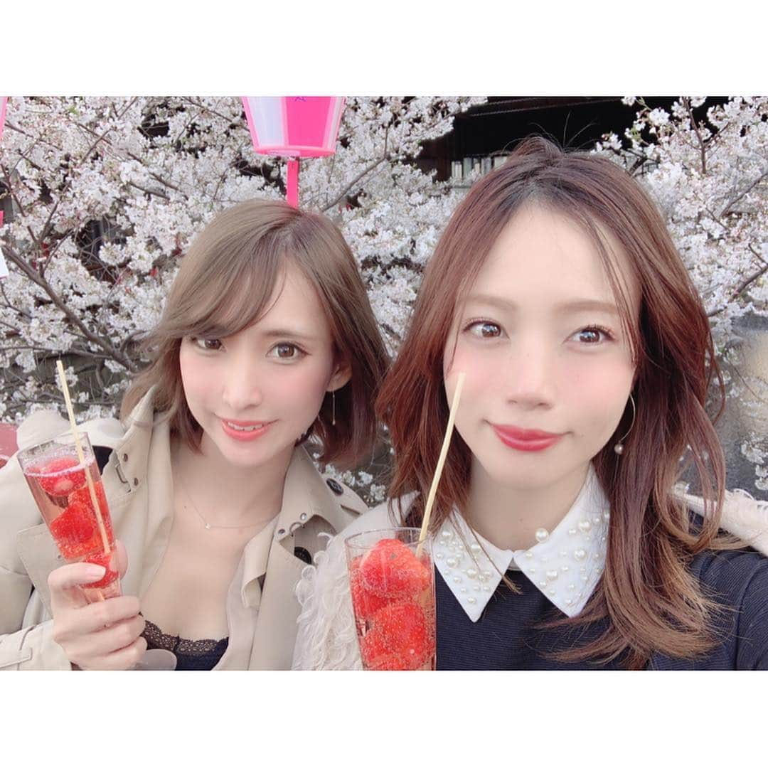 古田ちさこさんのインスタグラム写真 - (古田ちさこInstagram)「🌸🍓🍸 昨日の試合一緒にラジオとスポナビで追ってて喜んでる人(左)と凹んでる人(右)。 今さら感あるお花見写真🌸 前日お友達から『中目黒のお花見行った？』って聞かれて、『人多くて行く気しなくて〜』って言ってたのに。 可愛い子に誘われてホイホイ行ってしまったよ。笑 🌸 #中目黒#中目黒桜まつり#お花見#sakura#苺スパークリング#竹串ゆがんでる#お鮨ランチ#とろたく#あじ#しめさば#sushi#日本人で良かった」4月11日 11時31分 - chisakofuruta