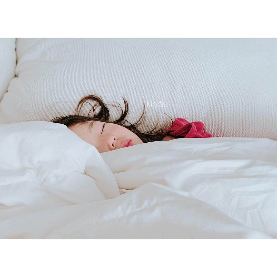 kinaxのインスタグラム：「. good afternoon(๑′ᴗ‵๑)☀in Japan, and good morning, good evening, good night for world friends! . 今日は昨日よりは暖かいけど なんだかまだ空気がひんやりしてるね❄️ . . 今朝は早起きだったむちこさんは お昼ご飯を食べたらお昼寝しちゃったよʕ •́؈•̀ ₎ . そんなむちこさんの、幼稚園のお話📛 . ちびっこ姉さんが通っていたのは 時間管理をきっちりして、お勉強も運動も たくさんやらせてくれるいい幼稚園だったのだけど 性格もだいぶ違うマイペースむちこさんには あんまり向いていないかも…と思い 色々検討して、むちこさんに合っていると思えた幼稚園に 入園したいなと思っていたのだけど 今年は応募がとても多かったらしく 抽選になって外れてしまって(´Д` ) . まさか抽選になるとも、落ちるとも思っていなかったので あまり他の園に体験入園とかも行っておらず 入園説明会から願書提出まで2週間ほどしかない中で 焦って無理矢理決めるのも…と 色々話し合った結果 2年保育にすることにしました。 . . そんな訳で、もう1年べったり過ごす予定ですʕ •́؈•̀ ₎ . . そうは言っても集団生活は大きく成長させてくれるので 一時保育などで同い年くらいのお友達と 刺激をもらいながら、1年ゆっくり過ごそうかなと 思っております。 . だいぶマイペースで、ちびっこ姉さんのお友達たちに チヤホヤ甘やかされて成長してきているので 時々同い年&年下のお友達に揉まれるのも 大切だよねʕ •́؈•̀ ₎ . . 振り回される毎日は色々大変なこともあって いつまで続くのかなぁと感じる事もあるけど 既にちびっこ姉さんが、1人でお友達の家に泊まりに行ったり 親同伴じゃなくても良い場面が増えてきていて 子供とこんなに一緒に過ごせる時間は もうあんまり長くないんじゃないかな、と思うと 一緒に楽しい時間をできるだけたくさん過ごしておきたいなと つくづく感じます。 . 目の前と、想像するのが安易な少し先くらいの未来は あまり変わらない子供達の姿なのだけど 過ぎた時間の速さには本当にびっくりするね。 . 特に特別なこともない普通の毎日の積み重ねが 子供達の情緒や性格や価値観を作っているので 穏やかで充実したものであるよう 母親としてできる限り努力してあげたいな と思います。 . . そんなむちこさんは 相変わらず几帳面な性格で お片付けが好きみたいなのだけど 「まま！おたたじゅて すゆよ！ 🎶おーたじゅてー、おたじゅてー🎶」 って 自作の歌を歌いながら綺麗にしてくれるよʕ •́؈•̀ ₎笑 . 綺麗にしてくれてたすかるわぁ(๑′ᴗ‵๑)♡ . . みんなも楽しい1日を♡ . #親バカ部 #お昼寝中 #自作の歌がおもしろい #真似すると怒られる #謎 2019/04/11」