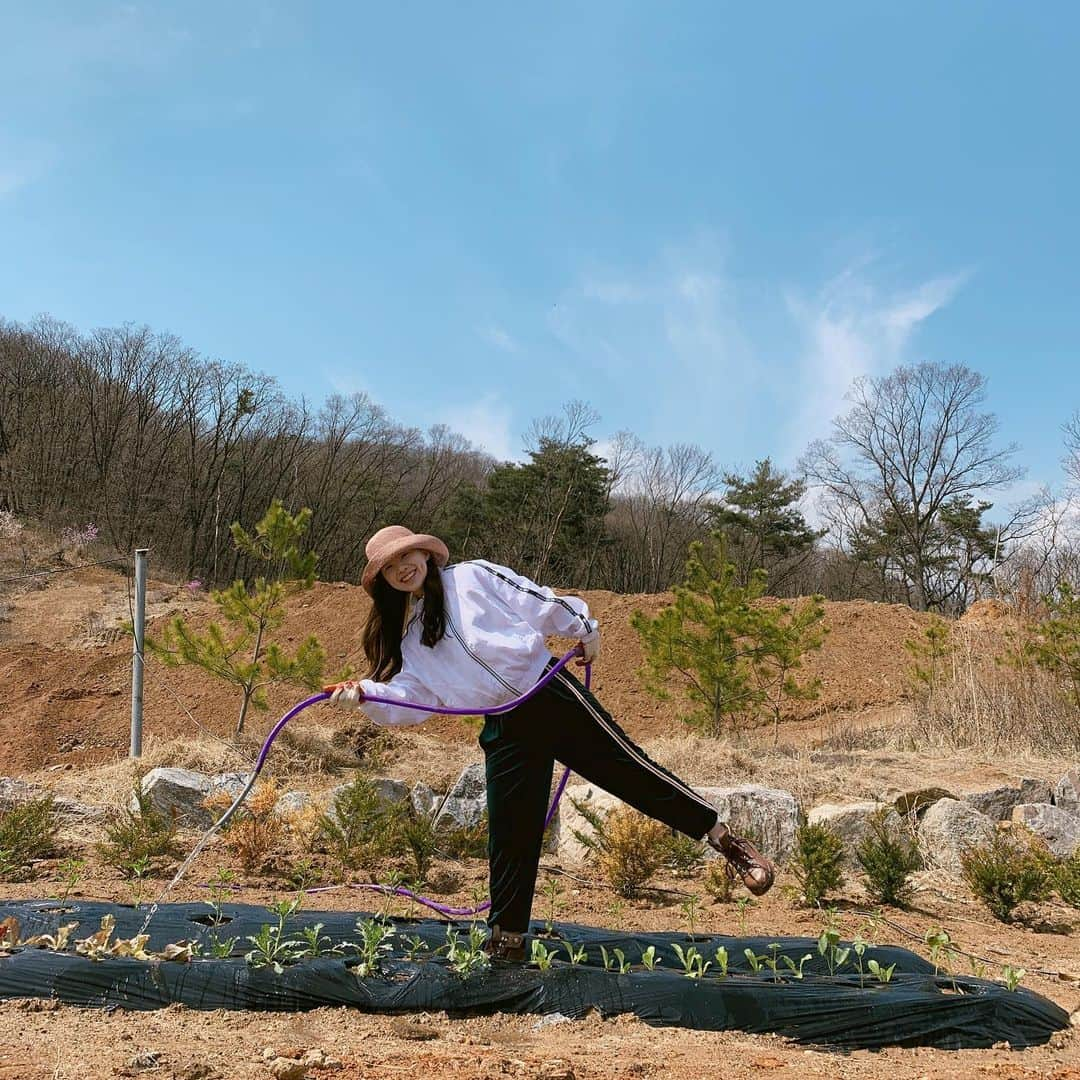 ハヌルさんのインスタグラム写真 - (ハヌルInstagram)「#하늘포레스트 👩🏻‍🌾 1화 찍었어요👏🏻👏🏻 역시 아빠가하니까 후딱후딱 지어져용ㅋㅋ」4月11日 14時41分 - haneulina