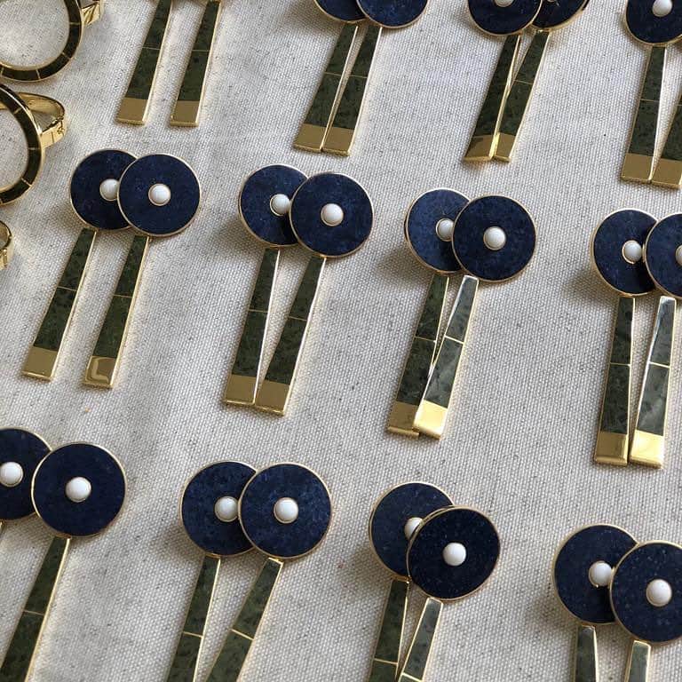 Monica Sordoのインスタグラム：「Our ICAYU earrings are now made of Blue Dumortierite, Green Unakite and White Onyx! Get your little piece of The Amalfi Coast this summer! ✨ #MonicaSordo #SS19 #SAMAYcollection」