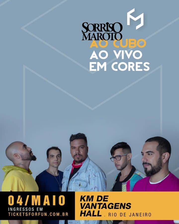 Sorriso Marotoのインスタグラム：「E mais um setor ESGOTADO pro show do dia 04/Maio no #KmDeVantagensHall! 😀 Agora já temos Poltronas e Camarotes ESGOTADOS e 45% dos ingressos de pista vendidos! Vai dar mole de deixar pra última hora? Garanta logo o seu e venha curtir muito o show de lançamento da turnê #AoCuboAoVivoEmCores 👉🏽🎫 http://bit.ly/sm3kmrj」