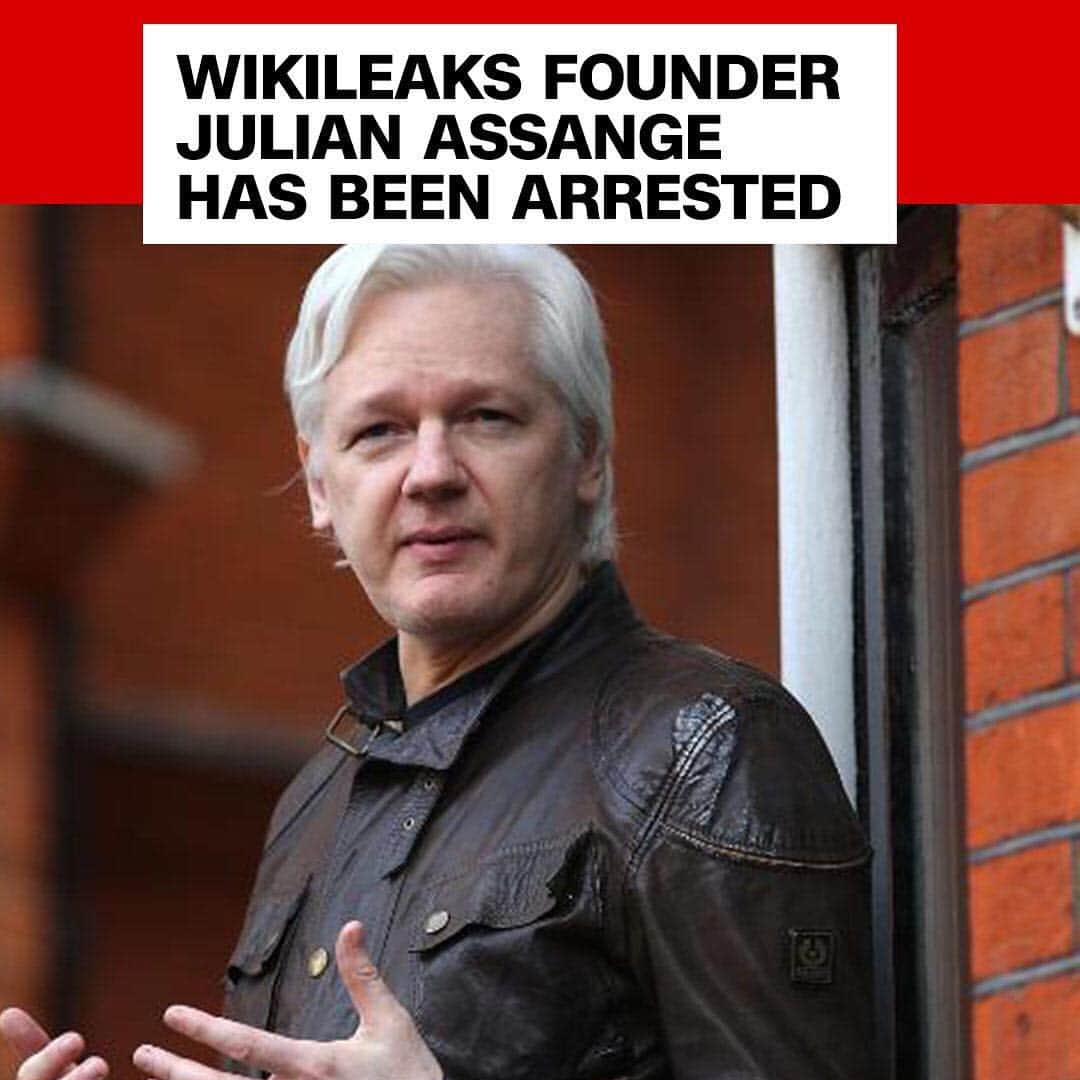 CNNさんのインスタグラム写真 - (CNNInstagram)「WikiLeaks founder Julian Assange has been arrested at the Ecuadorian embassy in London. UK police went into the embassy, where Assange has been living for the past seven years, to detain him for “failing to surrender to the court” over a warrant issued in 2012. The Australian whistleblower has been holed up at the embassy since 2012, when he was granted asylum as part of a bid to avoid extradition to Sweden, where he was facing allegations of sexual assault. That case has since been dropped, but Assange feared US extradition due to his work with WikiLeaks and remained in the embassy. He has repeatedly denied any wrongdoing. (📸: Jack Taylor/Getty Images)」4月11日 19時22分 - cnn