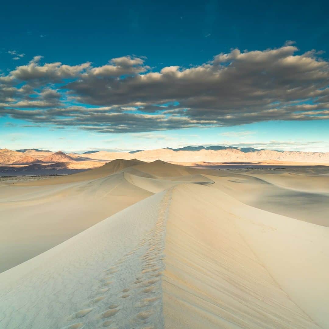 National Geographic Travelさんのインスタグラム写真 - (National Geographic TravelInstagram)「Photo by @ChrisBurkard | Many people who visit death valley are shocked to see that it is not covered in sand.  In fact less than 1 percent of the valley is covered in dunes.  By the next day our footprints will blow away and there will be a blank canvas for the next photographer.」4月11日 22時02分 - natgeotravel