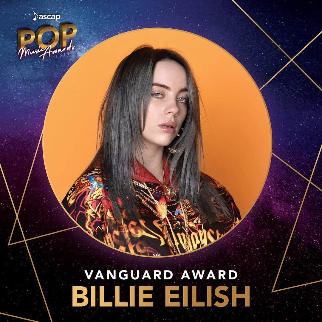 ASCAPさんのインスタグラム写真 - (ASCAPInstagram)「#BillieEilish is shattering records & mesmerizing the pop world. We are stoked to present Billie & her collaborator/ producer (& brother) @finneas with the #ASCAP Vanguard Award on May 16 at the #ASCAPPop Awards in LA. Link in bio for more details.」4月11日 23時28分 - ascap