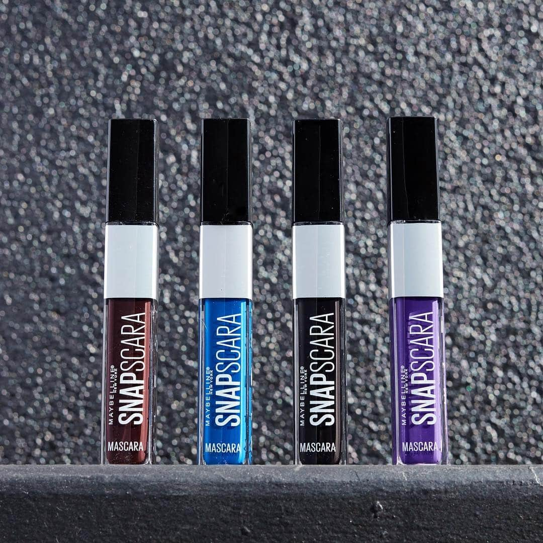 Maybelline New Yorkさんのインスタグラム写真 - (Maybelline New YorkInstagram)「Which #snapscara shade caught your 👀 first? From left to right: ‘black cherry’, ‘deja blue’, ‘pitch black’ and ‘ultra violet’.」4月12日 0時01分 - maybelline